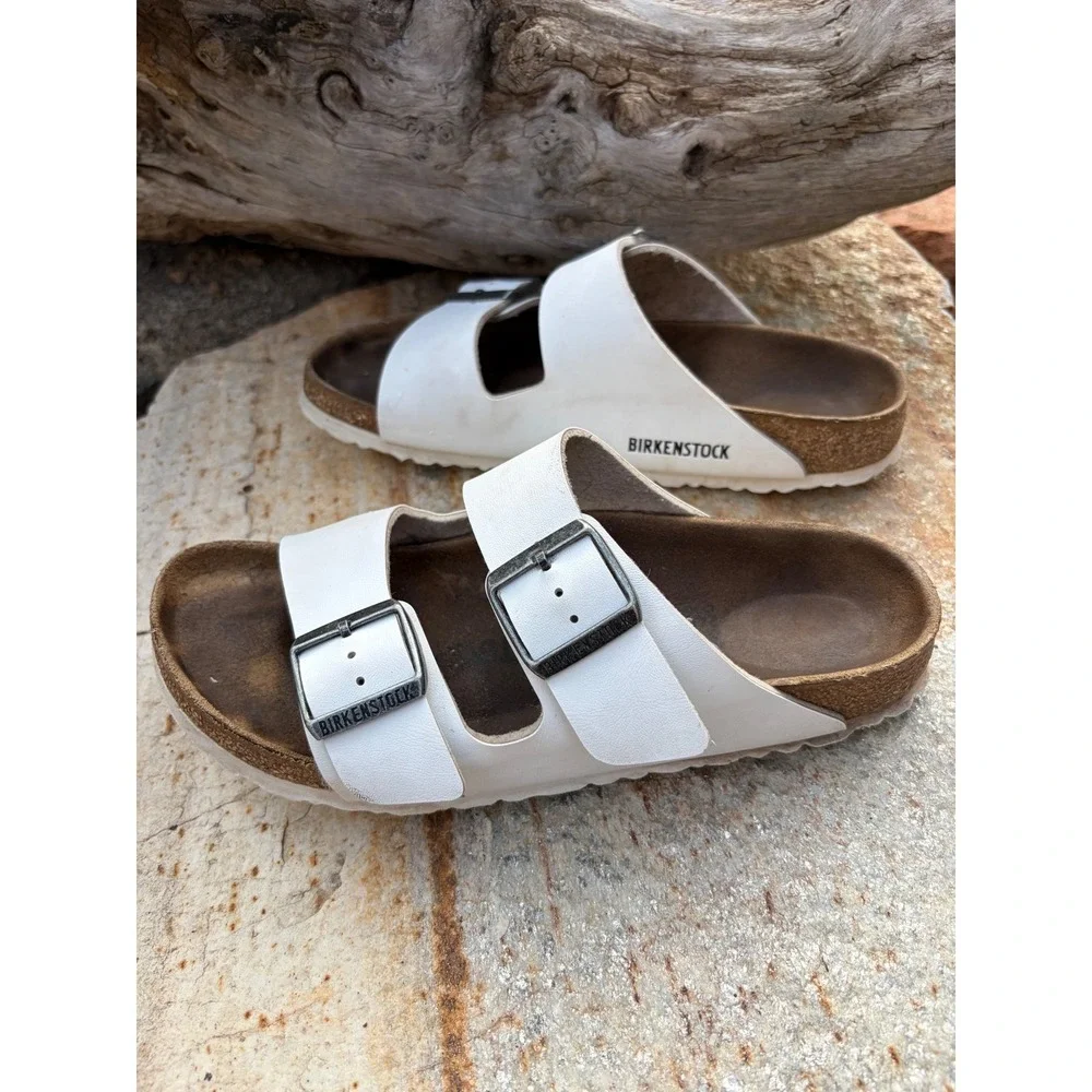 Birkenstock Arizona White Birko-Flor Sandals Womens EU 38 US 7 Narrow - Picture 7 of 11